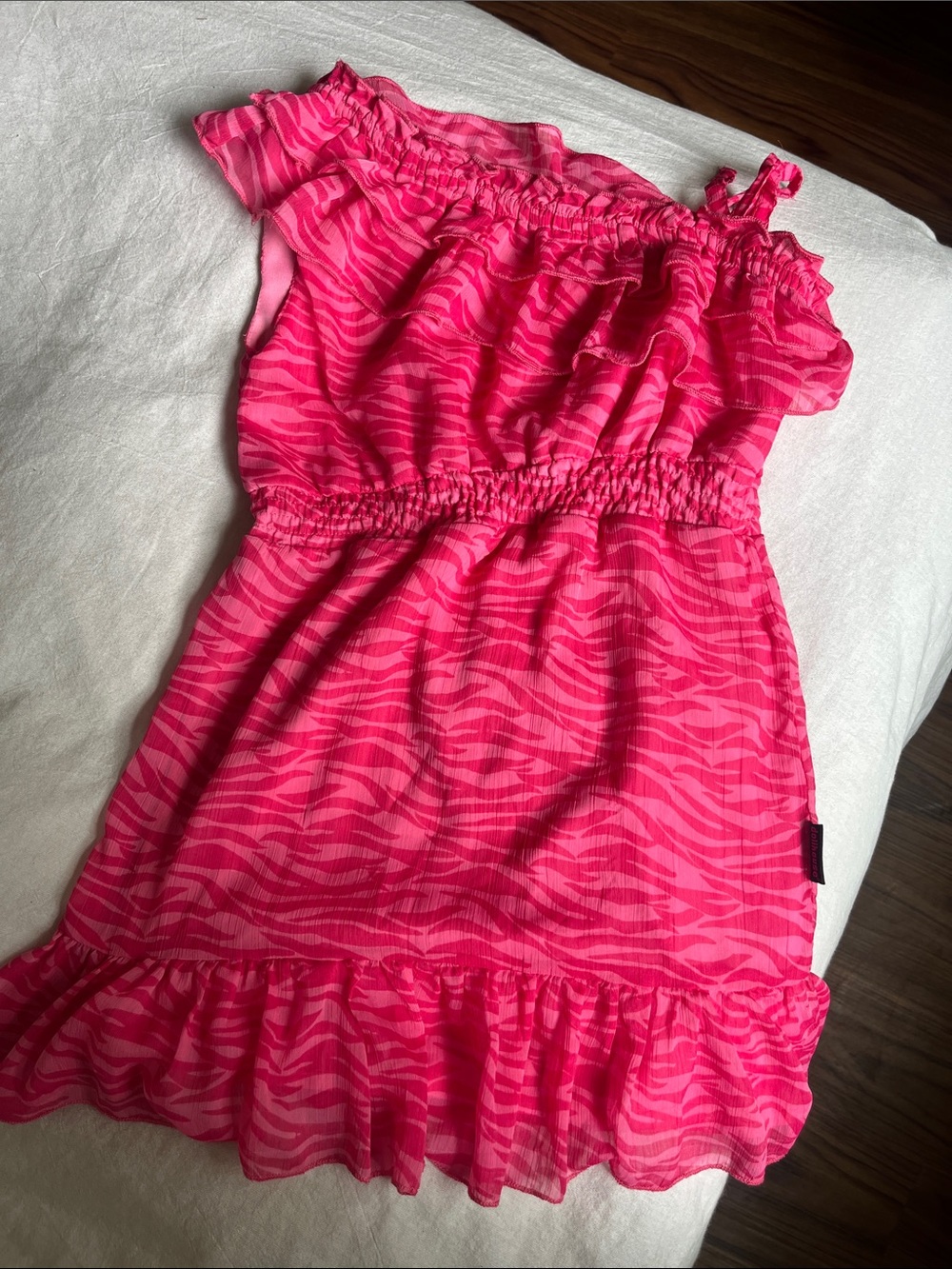 Dollhouse Hot Pink Zebra-Print Ruffle Dress